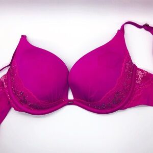 Victoria’s Secret “Very Sexy” Push-up Plunge Bra 34B Hot Pink Fuchsia